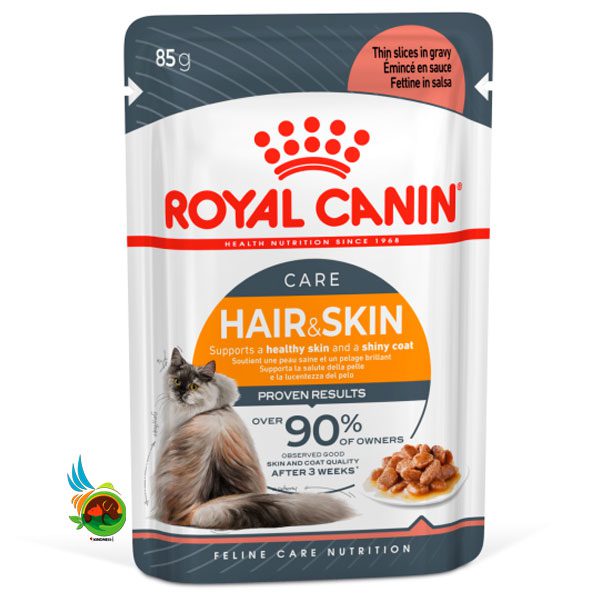 پوچ گربه رویال کنین مدل Royal Canin Hair & Skin وزن 85 گرم