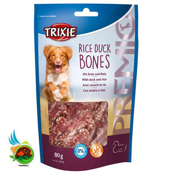 تشویقی سگ تریکسی با اردک و برنج مدل Trixie rice duck bones وزن 80 گرم