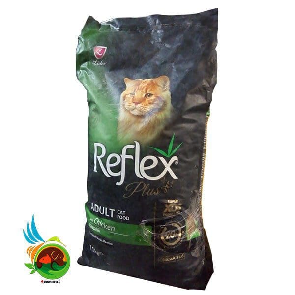 غذای خشک گربه بالغ رفلکس پلاس با طعم مرغ Reflex plus adult cat food chicken وزن 15 کیلوگرم ( اپن باکس )