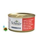 کنسرو گربه شسیر با طعم ماهی تن و میگو Schesir tuna with shrimps وزن 85 گرم
