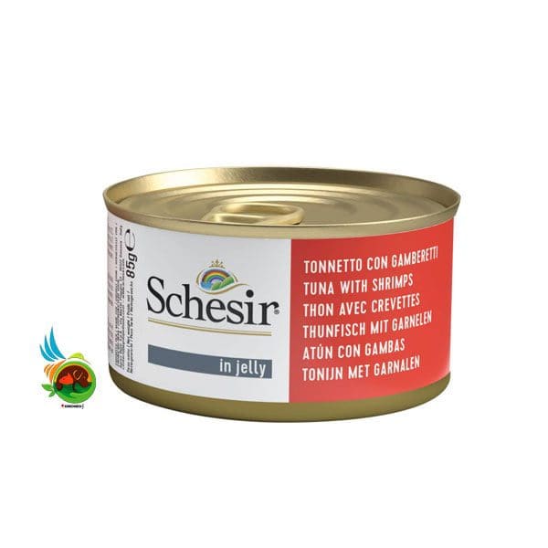 tuna-with-shrimps کنسرو گربه شسیر با طعم ماهی تن و میگو Schesir tuna with shrimps وزن 85 گرم - تصویر 1