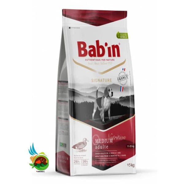 Babin signature medium adult rich in duck غذای خشک سوپرپریمیوم سیگنچر بابین برای سگ بالغ نژاد متوسط با اردک وزن 15 کیلوگرم