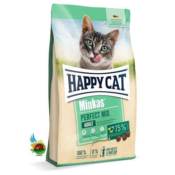 غذای خشک گربه بالغ مینکاس هپی کت Happy cat minkas perfect mix وزن 10 کیلوگرم