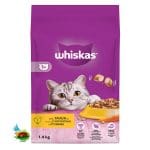 غذای خشک مغزدار مولتی کالر گربه ویسکاس با طعم مرغ Whiskas with chicken وزن 1.4 کیلوگرم