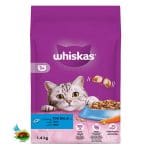 غذای خشک مغزدار مولتی کالر گربه ویسکاس با طعم ماهی تن Whiskas with tuna وزن 1.4 کیلوگرم