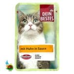 پوچ گربه دین بستس با طعم مرغ در سس مخصوص Dein bestes mit huhn in sauce وزن 100 گرم