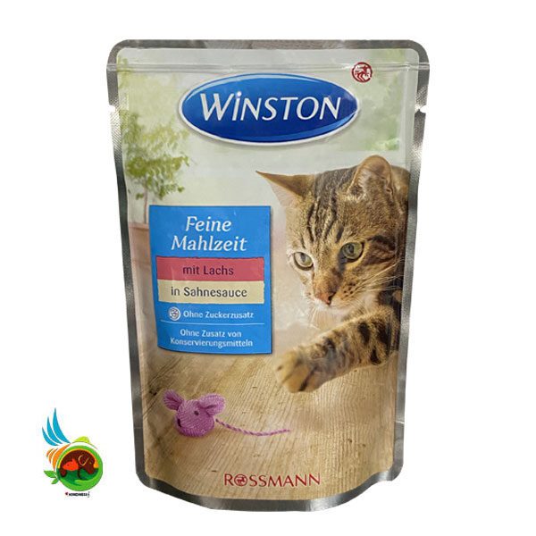 پوچ گربه وینستون با طعم ماهی سالمون در سس خامه Winston Salmon In Cream Sauce وزن 100 گرم
