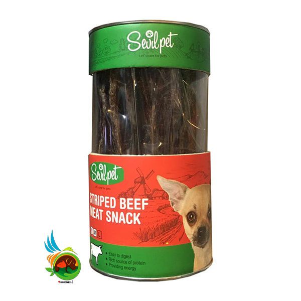 تشویقی سگ گوشت نواری گوساله Striped Beef Meat Snack وزن 80 گرم