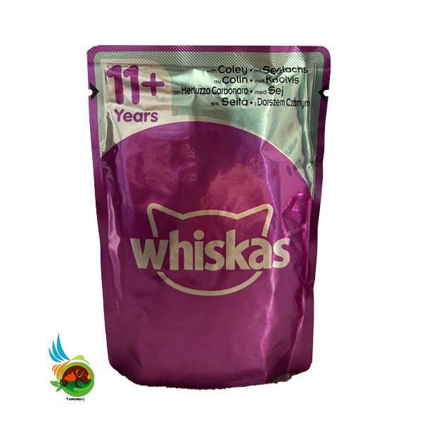 پوچ گربه بالغ و مسن ویسکاس مدل Whiskas with Coley mit Seelachs وزن ۱۰۰ گرم