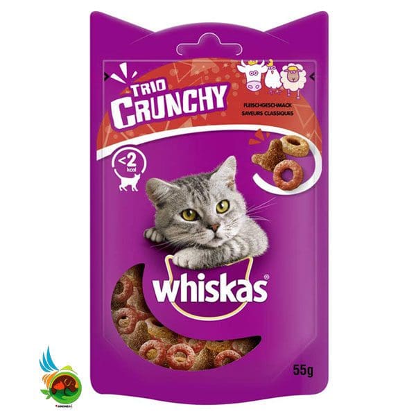 تشویقی گربه ویسکاس مدل Whiskas Trio Crunchy وزن 55 گرم