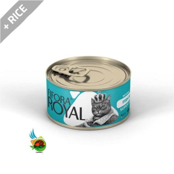 کنسرو گربه فیفورا طعم ماهی و برنج مدل Fifora Royal Fish with Rice وزن ۱۲۰ گرم