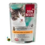 پوچ گربه سنسیتیو دین بستس با طعم مرغ در ژله Dein bestes sensitive reich an huhn in gelee وزن 100 گرم