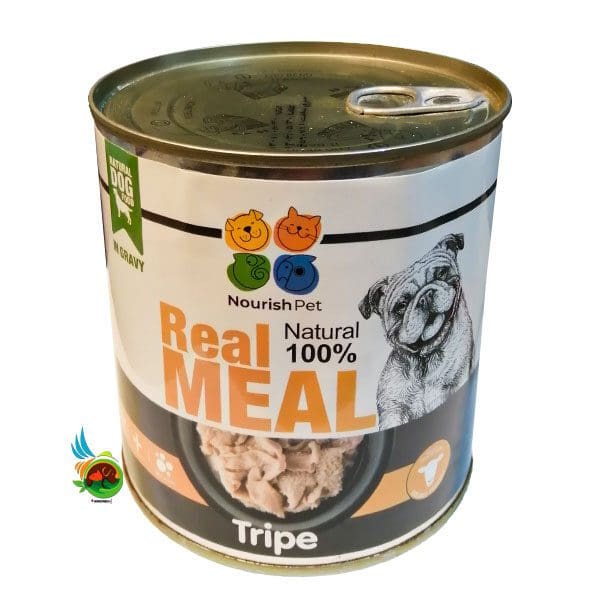 کنسرو نچرال سگ نوریش پت با طعم سیرابی Nourishpet natural real meal with tripe وزن 800 گرم