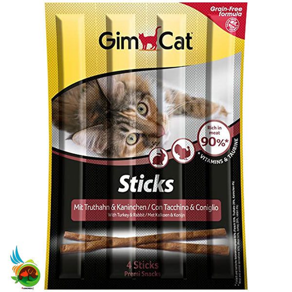تشویقی مدادی گربه جیم کت با طعم بوقلمون و خرگوش GimCat Sticks Turkey & Rabbit بسته 5 عددی