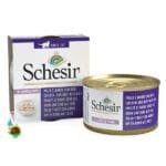 کنسرو گربه بالغ شسیر با طعم مرغ و گوشت و برنج Schesir chicken and beef with rice وزن 85 گرم