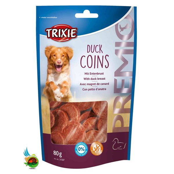 تشویقی سگ تریکسی با طعم اردک مدل Trixie Duck Coins وزن 80 گرم