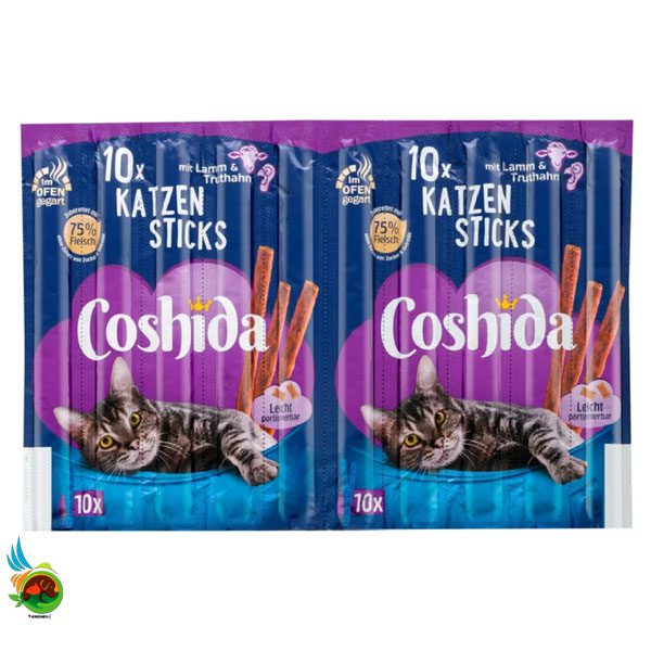 تشویقی مدادی گربه کوشیدا با طعم بوقلمون و بره Coshida cat sticks mit lamm & truthahn وزن ۵۰ گرم ( ۱۰ عددی )