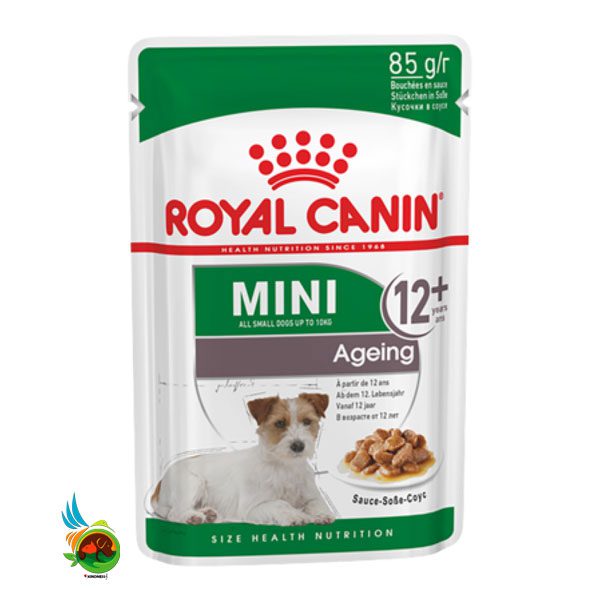 پوچ سگ نژاد کوچک رویال کنین مدل Royal Canin mini dog ageing وزن ۸۵ گرم