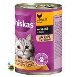 کنسرو گربه بالغ ویسکاس با طعم مرغ در سس Whiskas with chicken وزن 400 گرم
