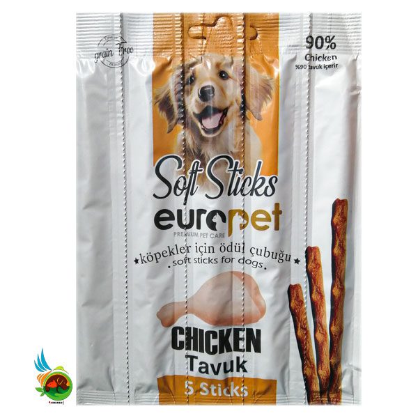 تشویقی مدادی سگ یوروپت با طعم مرغ Europet soft sticks with chicken بسته ۵ عددی