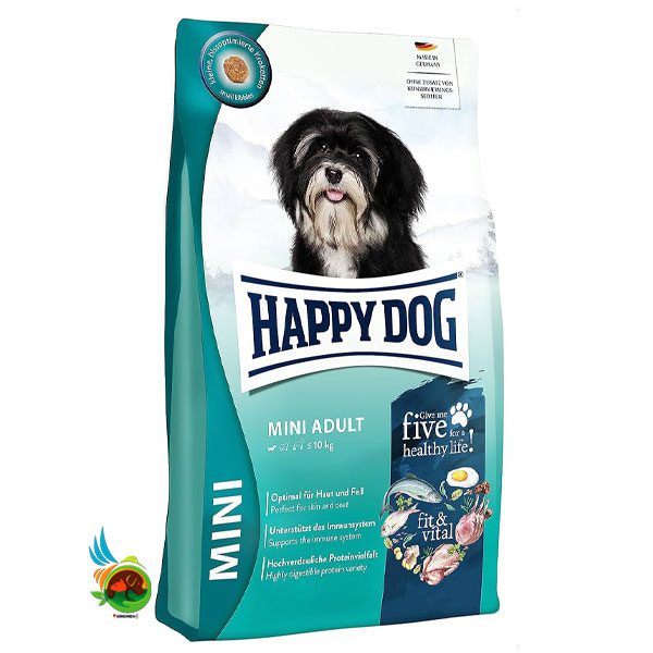 غذای خشک سوپر پرمیوم سگ بالغ نژاد کوچک هپی داگ Happy dog mini adult وزن 10 کیلوگرم