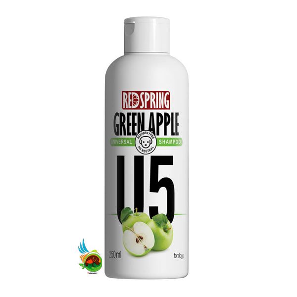 شامپو روزانه مخصوص سگ رد اسپرینگ مناسب انواع مو با رایحه سیب (مدل U5) Redspring green apple shampoo حجم 250 میلی لیتر
