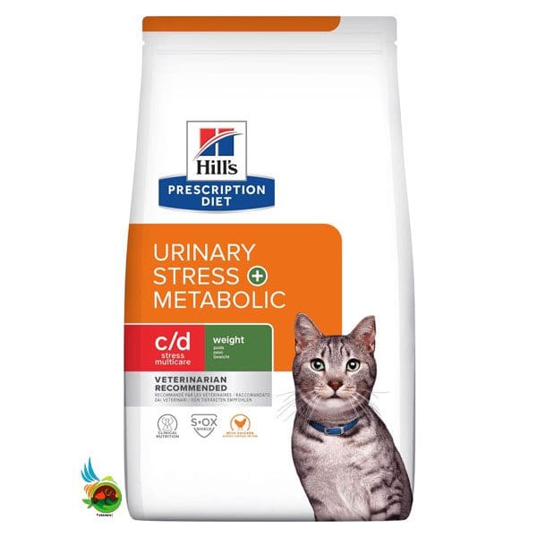 غذای خشک گربه یورینری+متابولیک هیلز با طعم مرغ Hill’s urinary multicare stress c/d+metabolic with chicken وزن ۱.۵ کیلوگرم