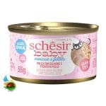 کنسرو بچه گربه شسیر طعم مرغ و سالمون و جگر مرغ Schesir baby chicken with salmon and chicken liver وزن 55 گرم