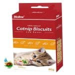 تشویقی بیسکویتی گربه بایولاین طعم ماهی کاد و کت نیپ Bioline catnip biscuits وزن ۸۰ گرم