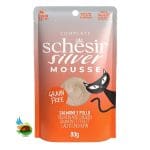 پوچ گربه بالغ شسیر طعم سالمون و مرغ مدل سیلور Schesir silver salmon with chicken وزن 80 گرم
