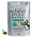 پوچ تقویت پوست و مو گربه شسیر طعم سالمون و مرغ Schesir skin & coat with salmon & chicken وزن 70 گرم