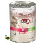 کنسرو چانک گربه بوناسیبو طعم گوشت در ژله Bonacibo with beef chunks in jelly وزن ۴۰۰ گرم