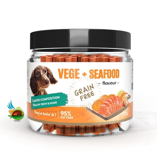 Untitled-75 تشویقی سگ هابون طعم سبزیجات و غذای دریایی Howbone vege and seafood وزن ۲۲۰ گرم