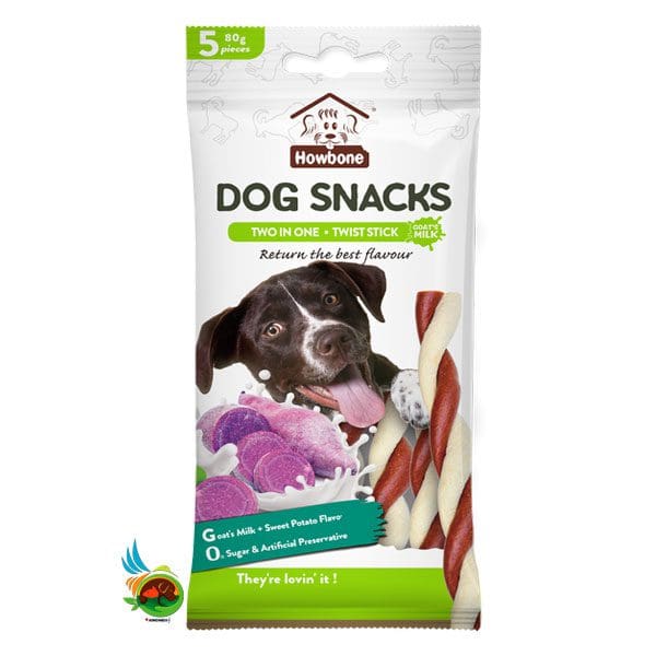 Untitled-82 اسنک تشویقی پیچی سگ هابون طعم شیر بز و سیب زمینی شیرین Howbone Goat milk & sweet potato بسته ۵ عددی - تصویر 1