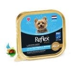 ووم سگ بالغ نژاد کوچک رفلکس پلاس طعم شاه ماهی و میگو در ژله مدل چانک Reflex plus with herring & shrimp وزن ۸۵ گرم