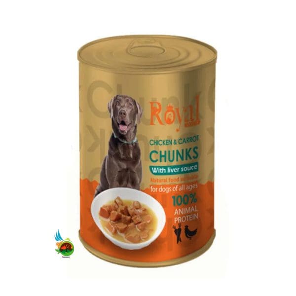 کنسرو چانک سگ رویال کوکو با طعم مرغ و هویج Royal coco وزن 380 گرم