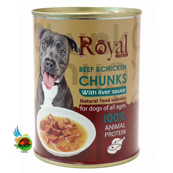 Untitled-2 کنسرو چانک سگ رویال کوکو با طعم مرغ و گوشت Royal coco وزن 380 گرم - تصویر 1