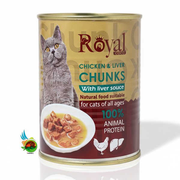 Untitled-2.70 کنسرو چانک گربه رویال کوکو با طعم مرغ و جگر Royal coco وزن 380 گرم - تصویر 1