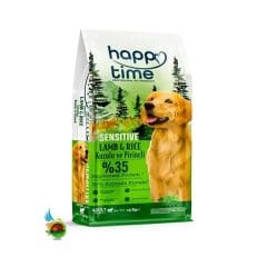 غذای خشک سگ بالغ سنسیتیو هپی تایم طعم بره و برنج Happi time Lamb and rice flavor وزن 1 کیلو گرم)بسته بندی ملودی مهربانی)