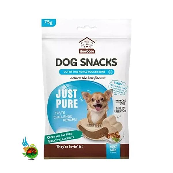 اسنک تشویقی سگ هابون طعم شیر و گوشت مدل استخوان Howbone dog snack meat and milk وزن 75 گرم