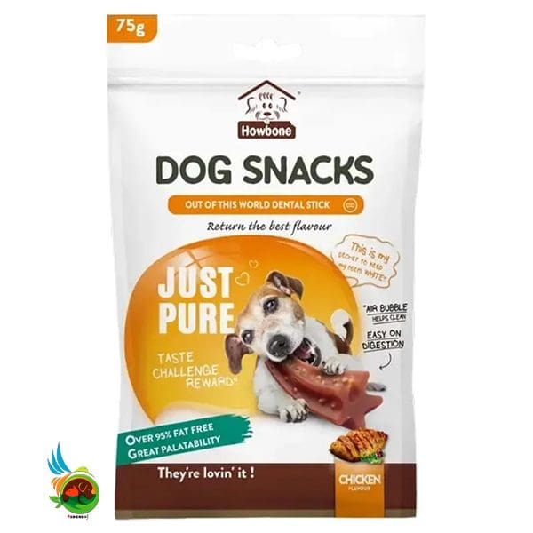 تشویقی نرم سگ هابون با طعم مرغ Howbone dental stick dog snack chicken flavour وزن 75 گرم