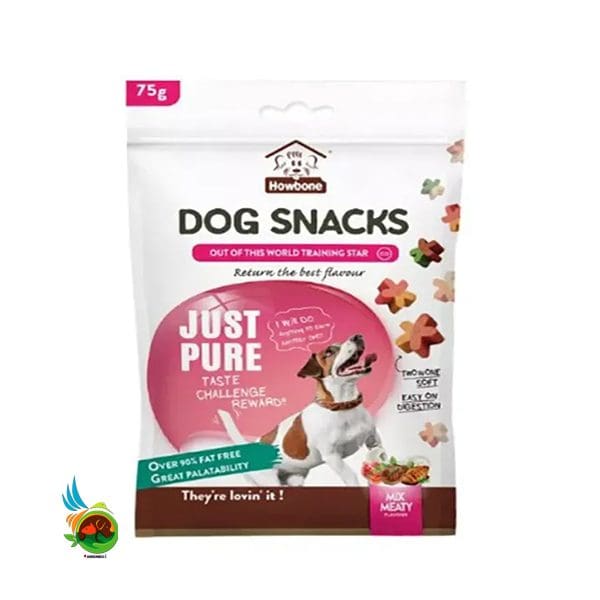 اسنک تشویقی سگ هابون طعم میکس مدل ستاره ای Howbone dog snack just pure mix meaty وزن 75 گرم