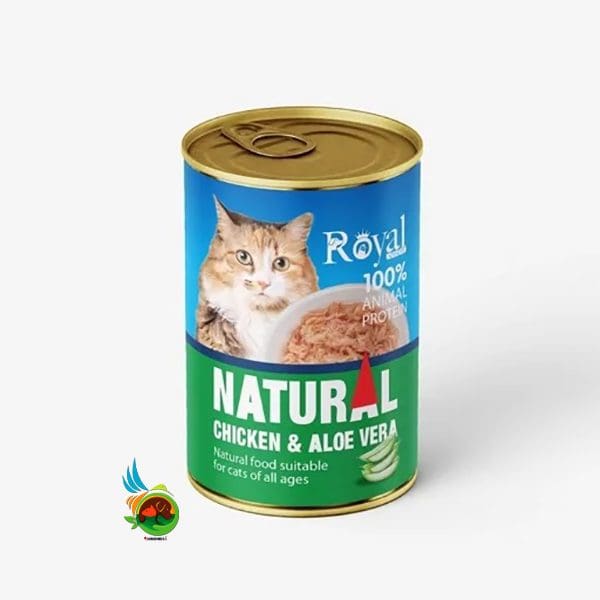 کنسرو نچرال گربه رویال کوکو با طعم مرغ و آلوئه ورا Royal coco وزن 380 گرم