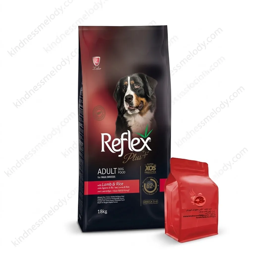 reflexplus-lamp-and-rice غذای خشک سگ بالغ رفلکس پلاس با طعم گوشت بره و برنج Reflex plus adult dog food for maxi breeds with lamb & rice وزن 1 کیلوگرم (فله ای) - تصویر 1