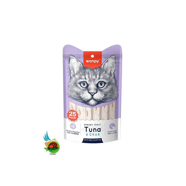 بستنی گربه ونپی با طعم تن و خرچنگ Wanpy Tuna & Crab بسته 25 عددی