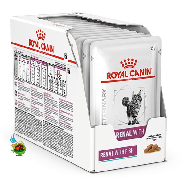 پوچ گربه رنال رویال کنین طعم ماهی Renal with fish Royal Canin پک 12 عددی