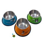 ظرف استیل رنگی آب و غذای سگ و گربه قطر ۱۰ سانتی متر
