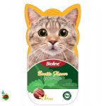 بستنی کت نیپ دار گربه بایولاین طعم ماهی بونیتو Bioline cat snacks with bonito and catnip بسته ۵ عددی