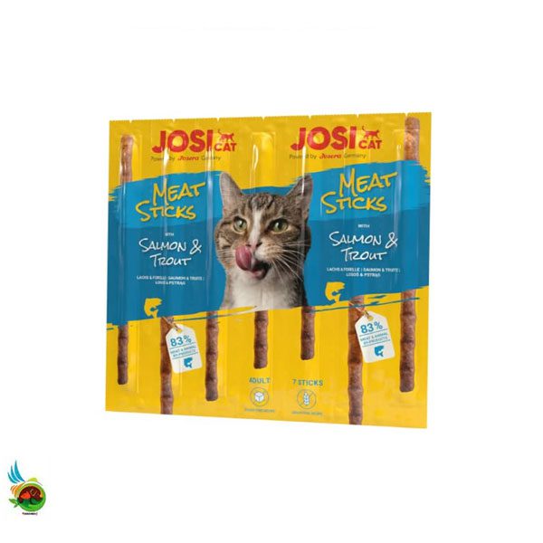 تشویقی مدادی جوسی کت طعم سالمون و قزل آلا Josicat meat sticks salmon and trout بسته ۷ عددی