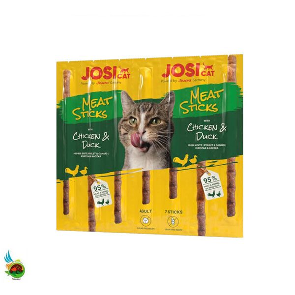 تشویقی مدادی جوسی کت طعم مرغ و اردک Josicat meat sticks chicken and duck بسته ۷ عددی